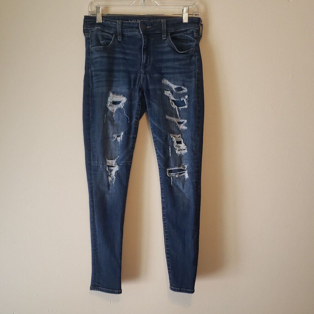 American Eagle Next Level Stretch Hi Rise Jegging Faux Distressed Women’s Sz 4